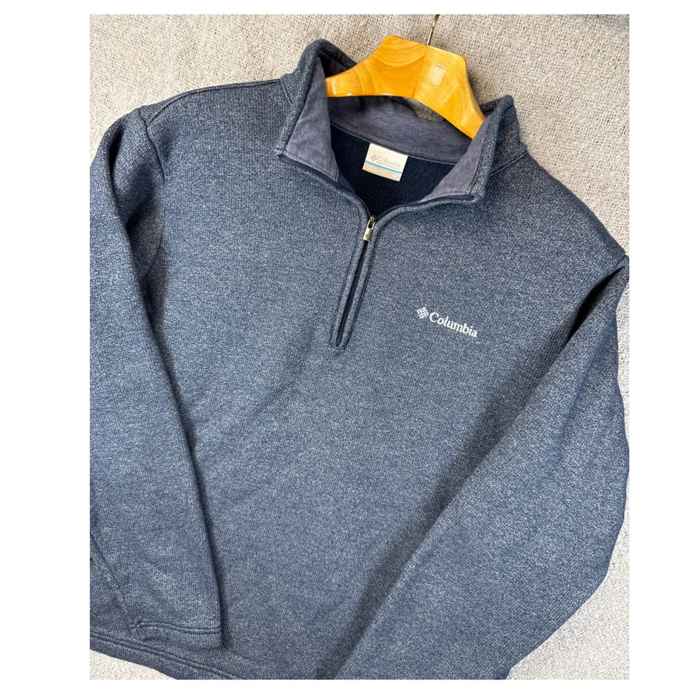 Columbia Mens XL Half Zip Pullover Hart Mountain‎ Sweater Athletic Top Blue Camp